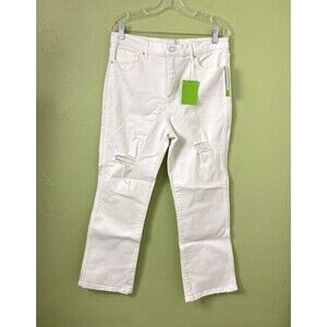 Sam Edelman Jeans Size 31 White Women's 90s Distressed Linnie Kick Flare Pockets